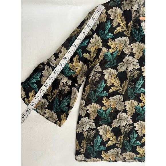 1.2.3 Paris sheer leaf print‎ blouse size 8 US boho office - Picture 7 of 7